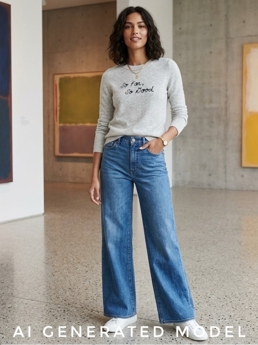 Madewell Light Gray 'So Far, So Good' Crewneck Sweater Size M